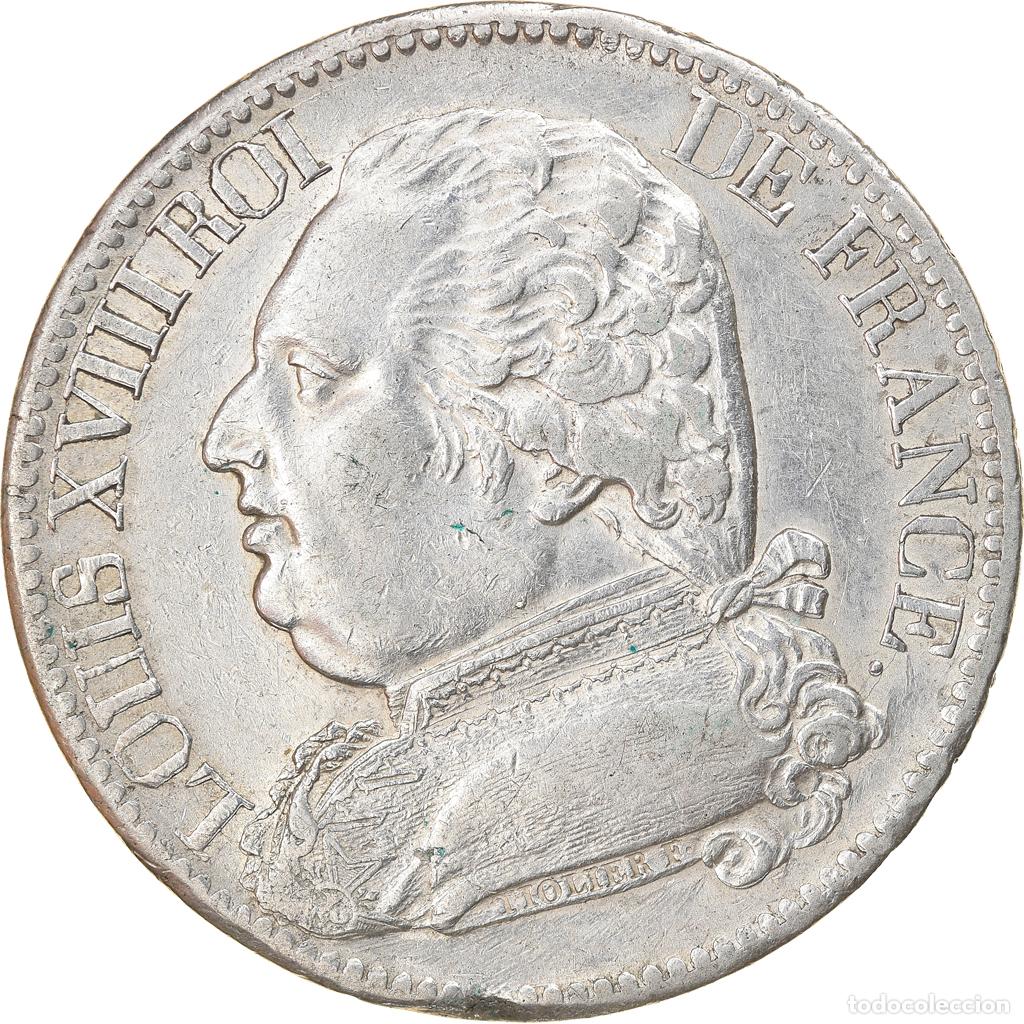 Monete antiche di Europa: [#218452] Moneda, Francia, Louis XVIII, Louis XVIII, 5 Francs, 1815, Bayonne, MBC+, Plata