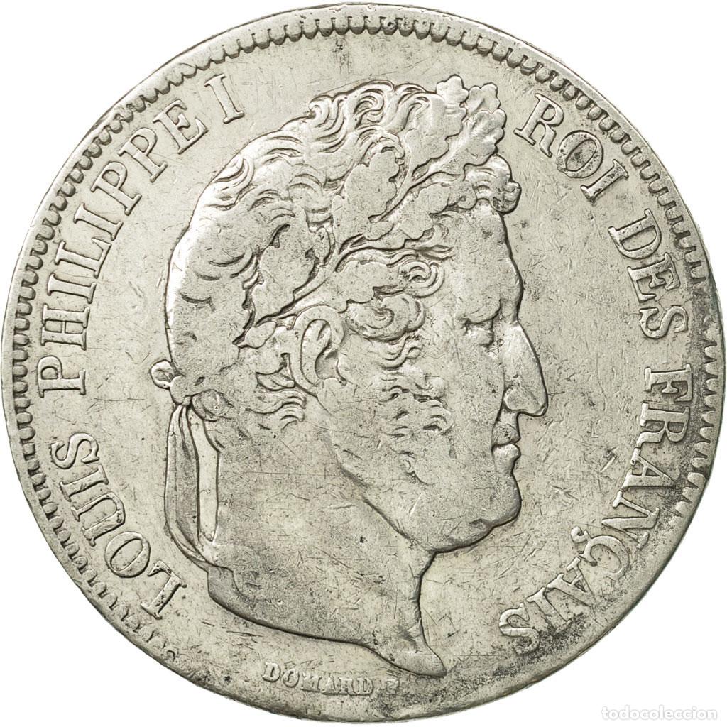 Old Coins of Europe: [#452142] Moneda, Francia, Louis-Philippe, 5 Francs, 1838, Lyon, BC+, Plata, KM:749.4