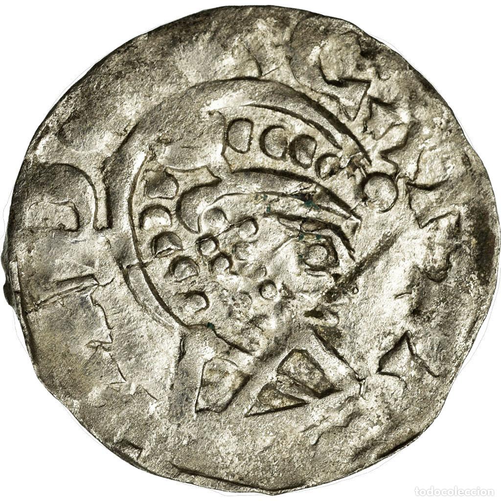 Moedas antigas da Europa: [#512629] Moneda, Francia, Picardie, Denarius, Soissons, Abbaye de Saint-M&eacute;dard, MBC+