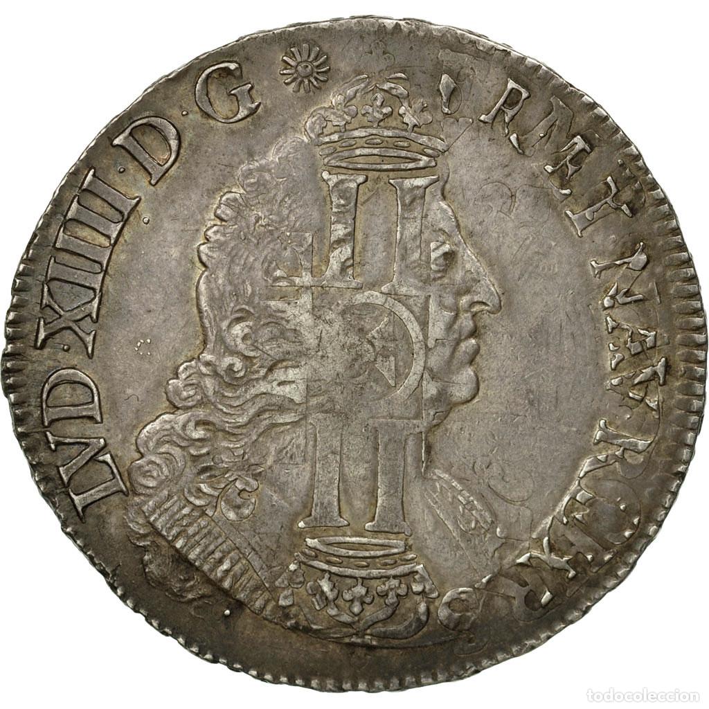 Monete antiche di Europa: [#652154] Moneda, Francia, Louis XIV, &Eacute;cu aux palmes, Ecu, 1694, Paris, MBC, Plata