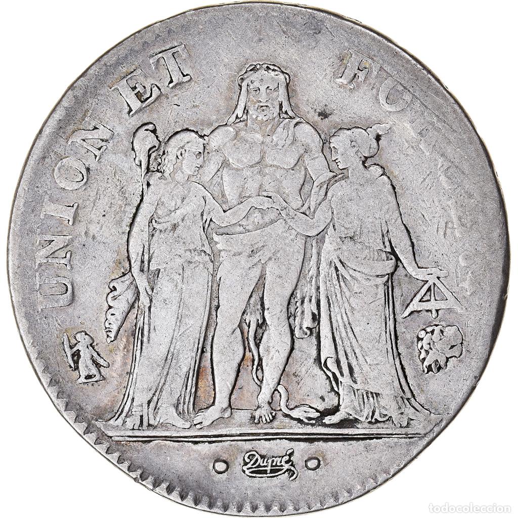 Alte M&uuml;nzen aus Europa: [#844892] Moneda, Francia, Union et Force, 5 Francs, AN 8/5, Bayonne, BC+, Plata