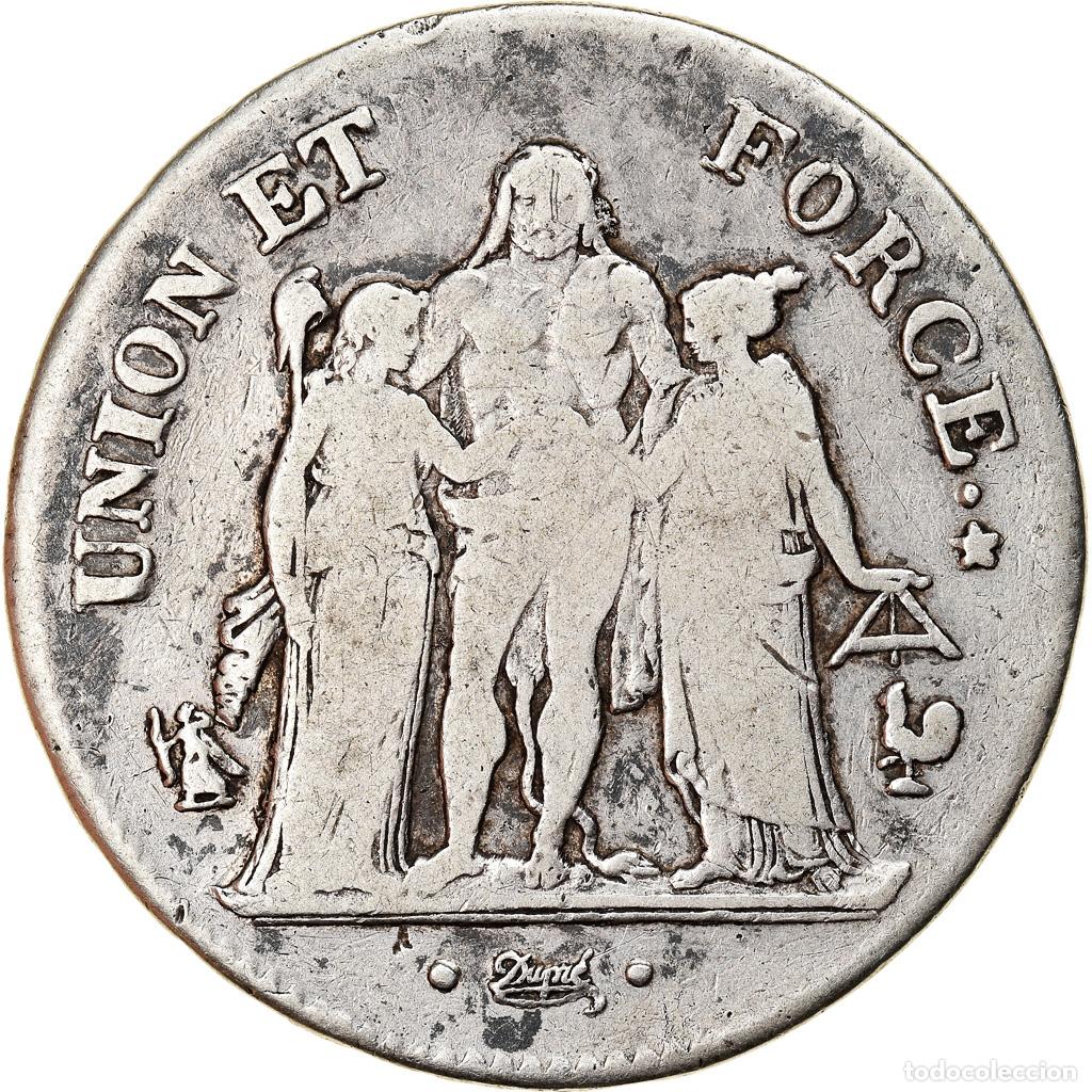 Alte M&uuml;nzen aus Europa: [#856134] Moneda, Francia, Union et Force, 5 Francs, AN 11, Paris, BC+, Plata, KM:639.1