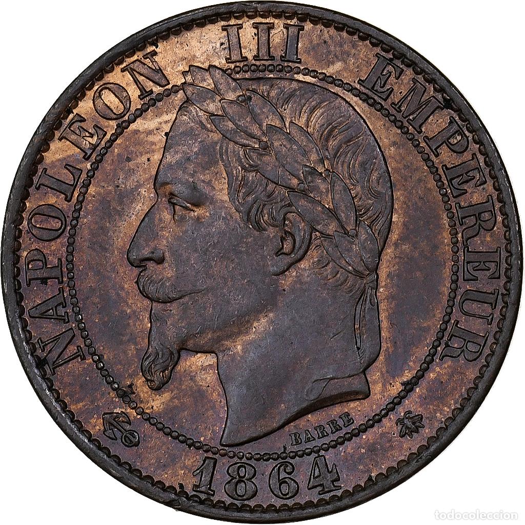 Moedas antigas da Europa: [#900799] Francia, Napoleon III, 5 Centimes, 1864, Paris, Bronce, NGC, MS64BN