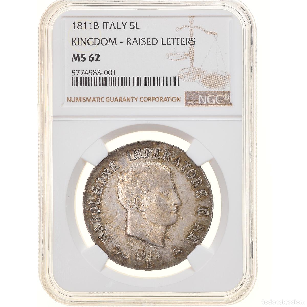 Moedas antigas da Europa: [#906168] Moneda, Estados italianos, KINGDOM OF NAPOLEON, Napoleon I, 5 Lire, 1811