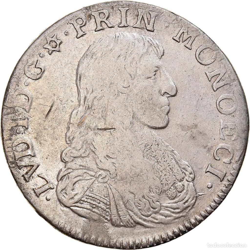 Old Coins of Europe: [#906953] M&oacute;naco, Louis I, Ecu de 3 Livres (60 Sols), 1668, Monaco, Very rare, Plata