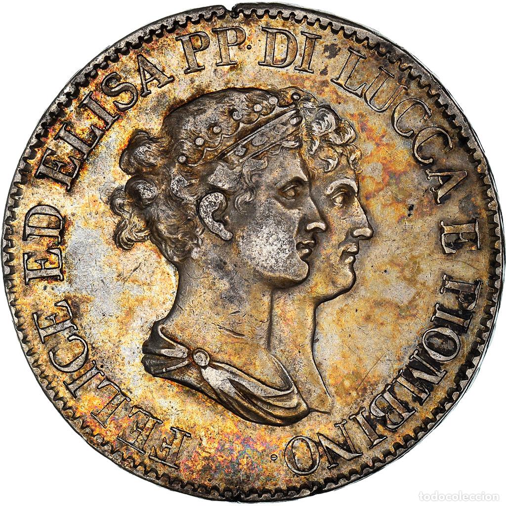 Alte M&uuml;nzen aus Europa: [#908743] Moneda, Estados italianos, LUCCA, Felix and Elisa, 5 Franchi, 1807, Firenze