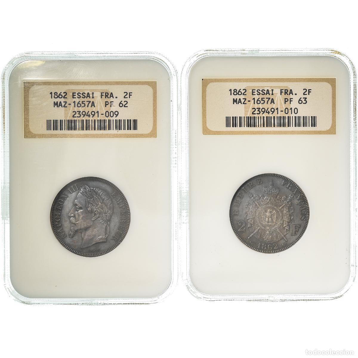 Moedas antigas da Europa: [#970674] Moneda, Francia, Napoleon III, 2 Francs, 1862, Paris, Paire essais unifaces