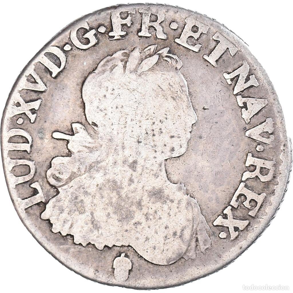 Moedas antigas da Europa: [#1041551] Moneda, Francia, Louis XV, 1/8 &Eacute;cu aux 8 L, 1/8 Ecu, 1725, Reims, Rare, BC+