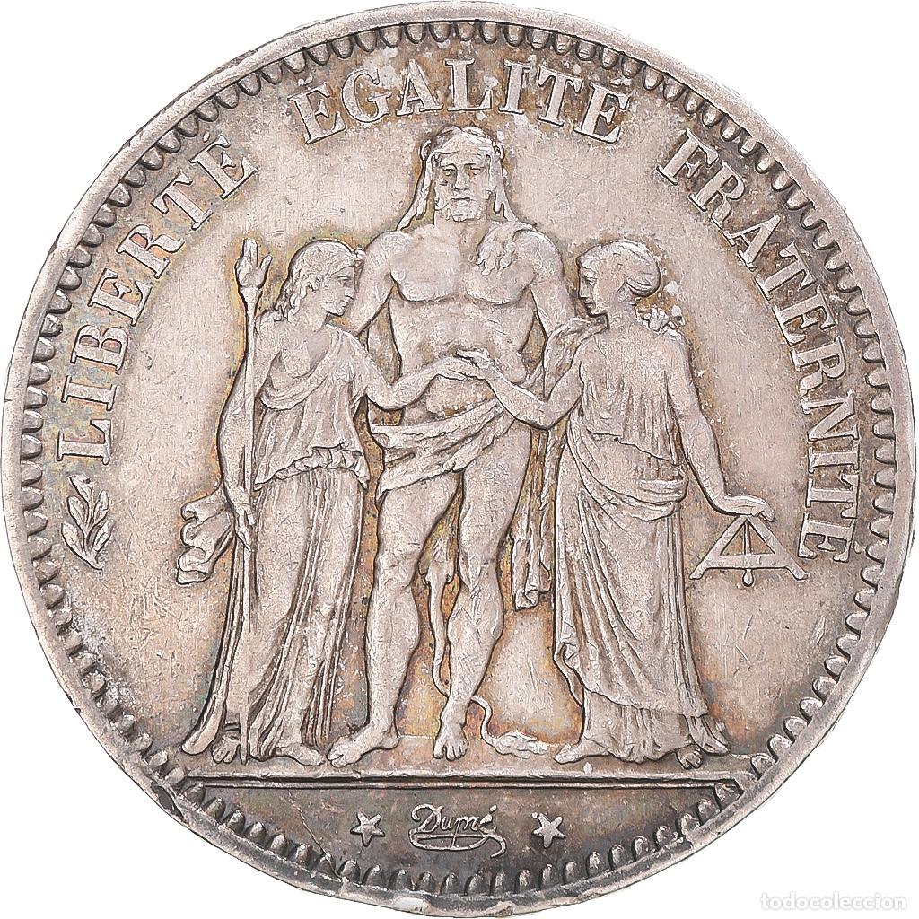 Moedas antigas da Europa: [#1045247] Moneda, Francia, Hercule, 5 Francs, 1878, Bordeaux, MBC+, Plata, KM:820.2