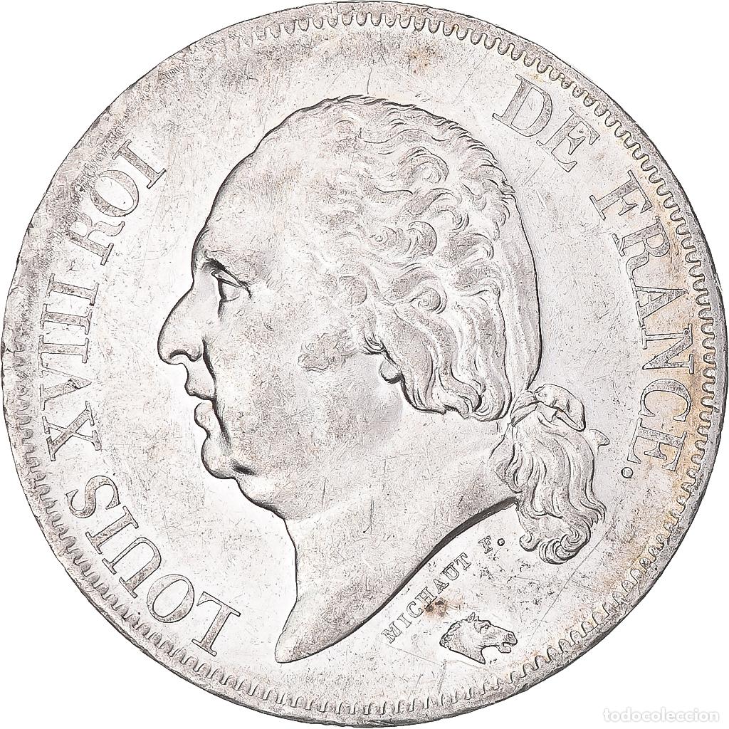 Moedas antigas da Europa: [#1045248] Moneda, Francia, Louis XVIII, 5 Francs, 1816, Paris, EBC, Plata