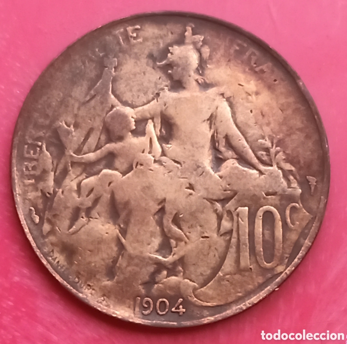 Monedas antiguas de Europa: Francia - 10 Centimes 1904 - RC. - Foto 2