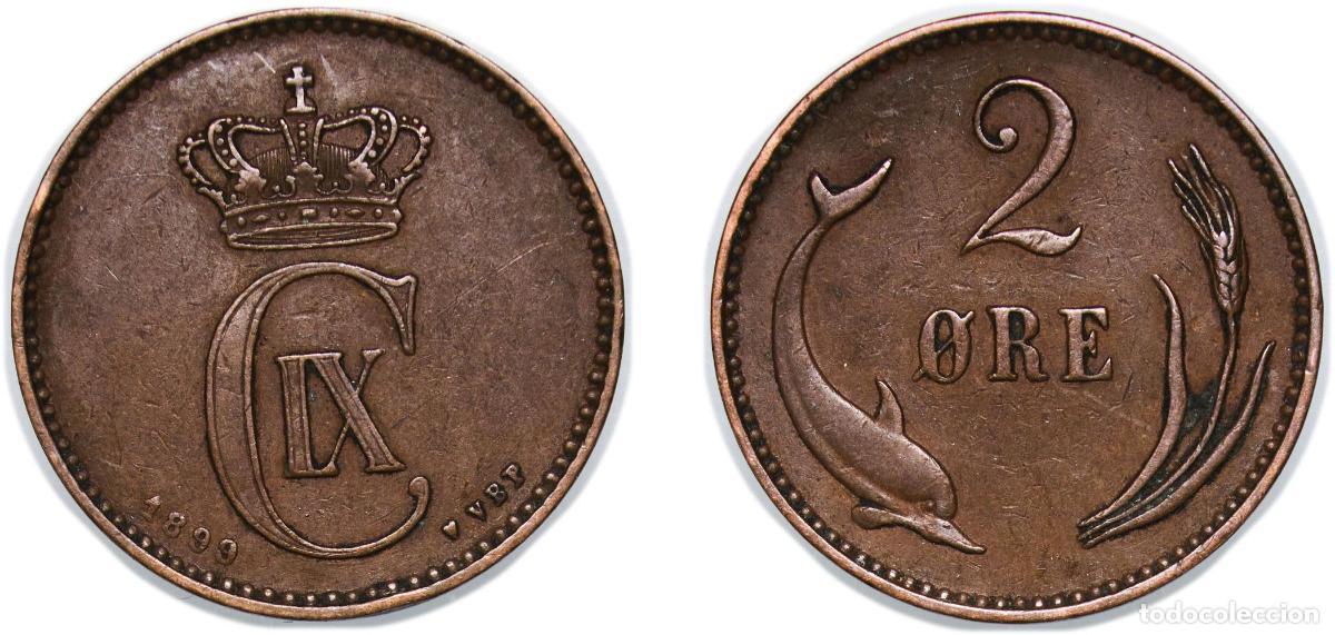 Alte M&uuml;nzen aus Europa: Denmark Kingdom 1899 &hearts; 2 &Oslash;re - Christian IX Bronze (2504000) 3.94g VF KM 793