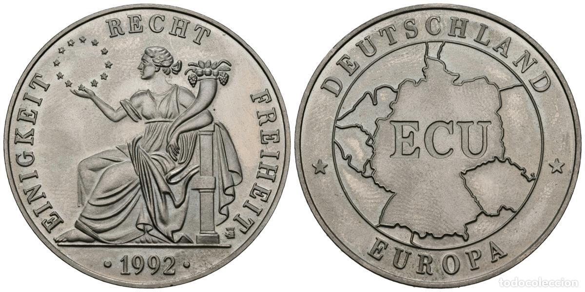 Monedas antiguas de Europa: ALEMANIA. 1 Ecu. Einigkeit Recht Freiheit. 1992. (Cu-Ni. 24,87g/40,00mm). SC.. ALEMANIA. 1 Ecu. Eini