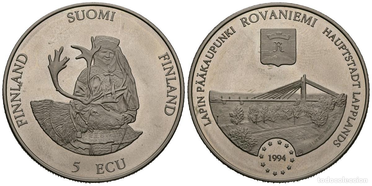Monedas antiguas de Europa: FINLANDIA. 5 Ecu. Rovaniemi. 1994. (Cu-Ni. 26,50g/38,5mm). SC.. FINLANDIA. 5 Ecu. Rovaniemi. 1994. (