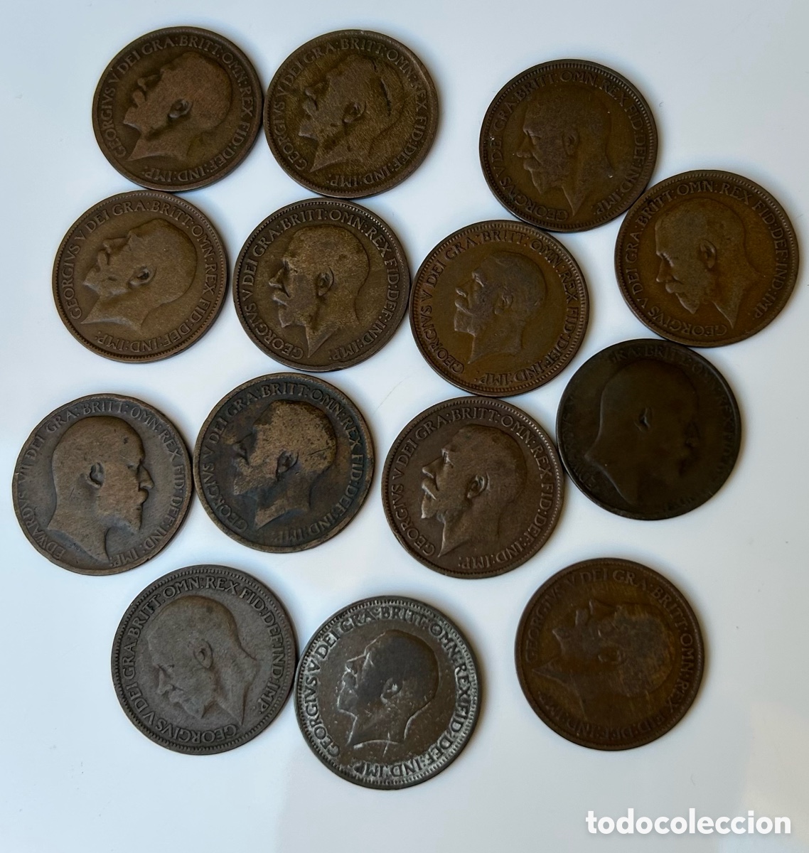 Monedas antiguas de Europa: Gran Breta&ntilde;a Lote de 14 1/2 penny 1904-1931