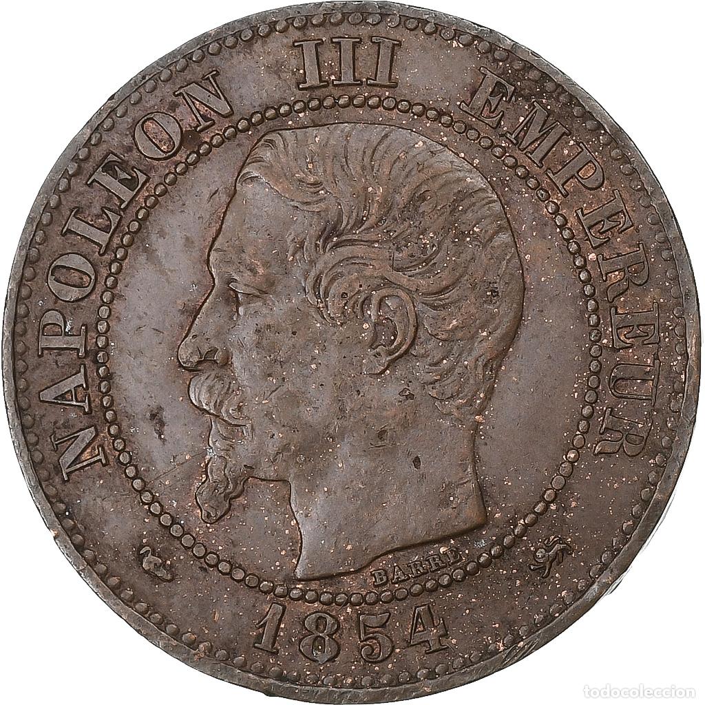 Moedas antigas da Europa: [#197319] Francia, Napoleon III, 2 Centimes, 1854, Lyon, Bronce, MBC, Gadoury:103