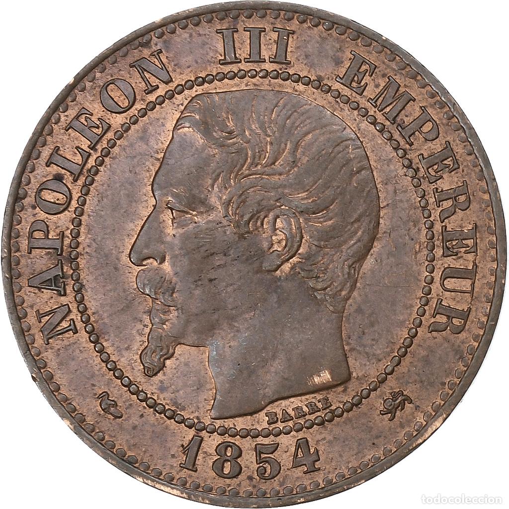 Moedas antigas da Europa: [#197325] Francia, Napoleon III, 2 Centimes, 1854, Lyon, Bronce, MBC, Gadoury:103