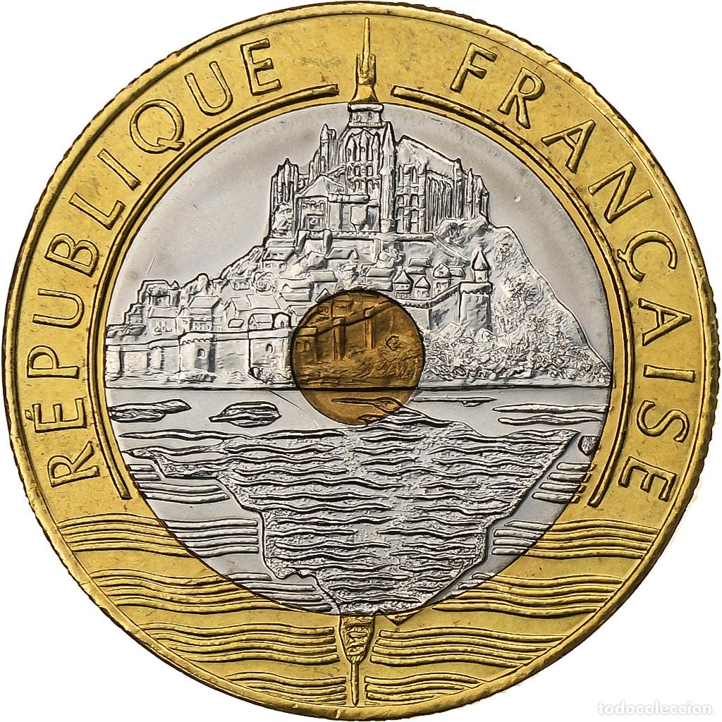 Moedas antigas da Europa: [#197346] Francia, 20 Francs, Mont Saint Michel, 2001, Trimet&aacute;lico, FDC, Gadoury:871