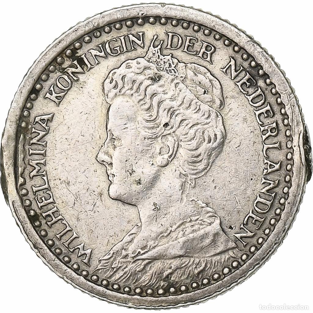 Moedas antigas da Europa: [#1115964] Pa&iacute;ses Bajos, Wilhelmina I, 10 Cents, 1921, Plata, MBC, KM:145