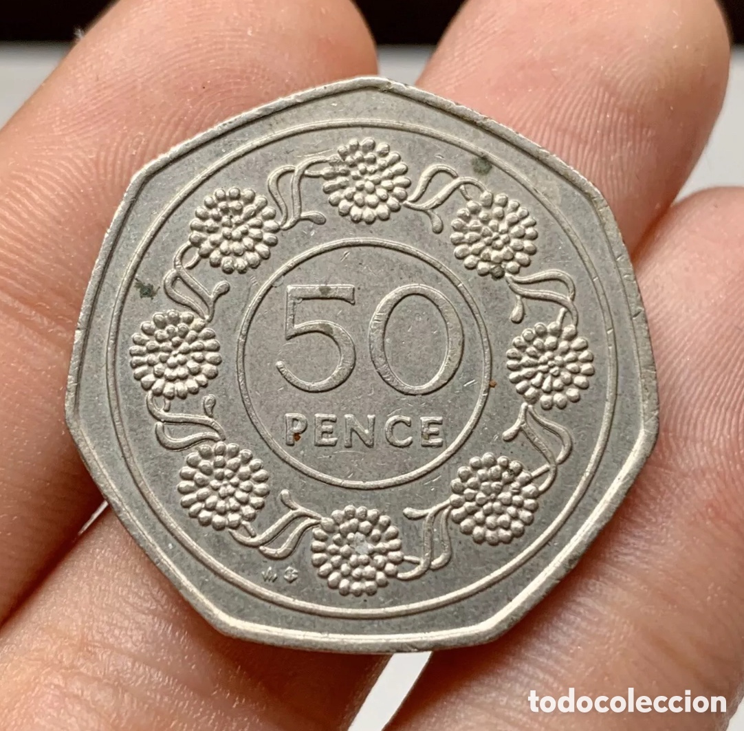 Monnaies anciennes de Europe: Moneda GIBRALTAR 50 Peniques 1988. Pence