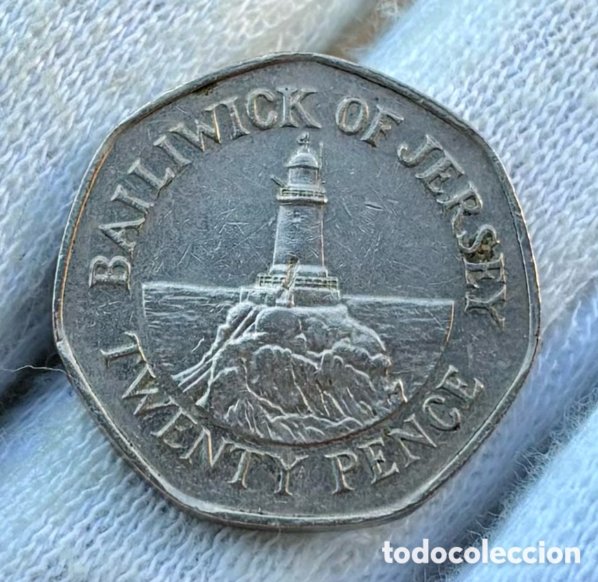 Moedas antigas da Europa: Moneda JERSEY 20 Peniques 2009. Pence