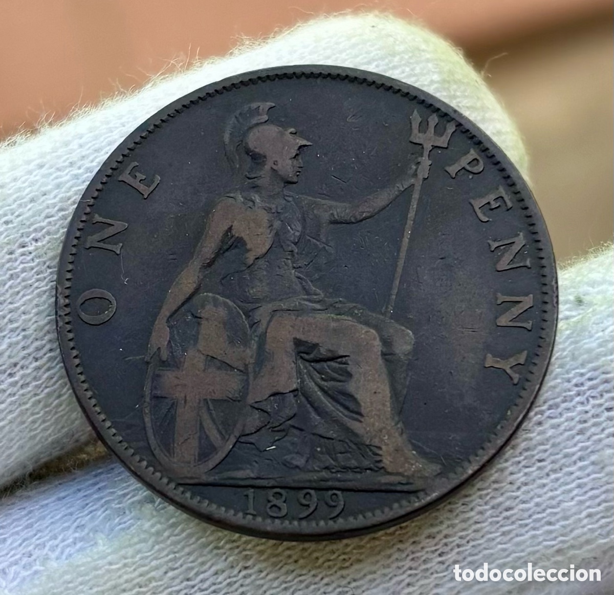 Alte M&uuml;nzen aus Europa: Moneda INGLATERRA 1 Penique 1899 . Victoria Reino Unido. UK Penny