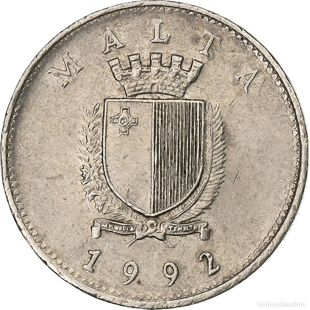 Moedas antigas da Europa: [#197554] Malta, 10 Cents, 1992, Cobre - n&iacute;quel, MBC, KM:96