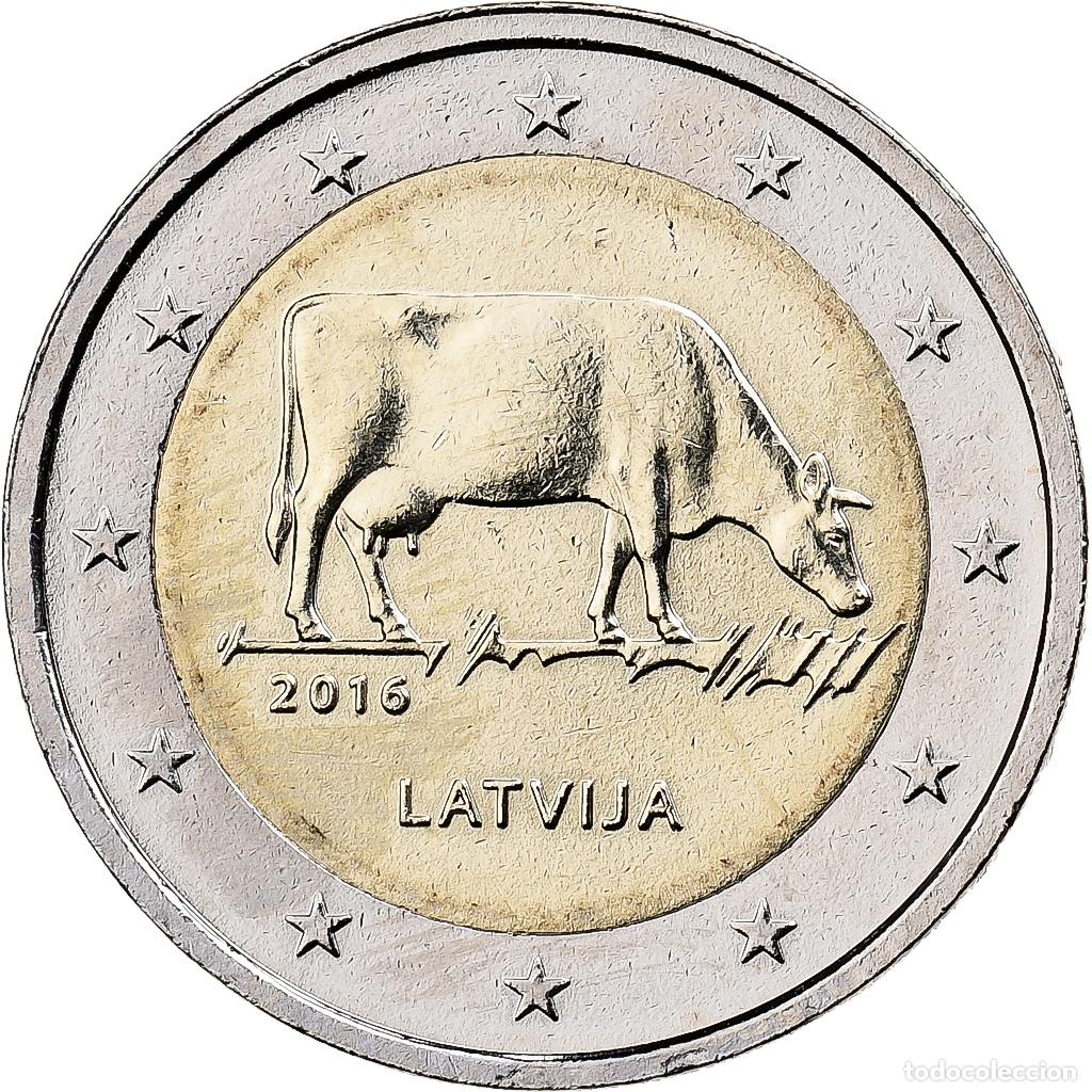 Moedas antigas da Europa: [#394825] Letonia, 2 Euro, Latvian farming and countryside, 2016, Vilnius, Bimet&aacute;lico, SC