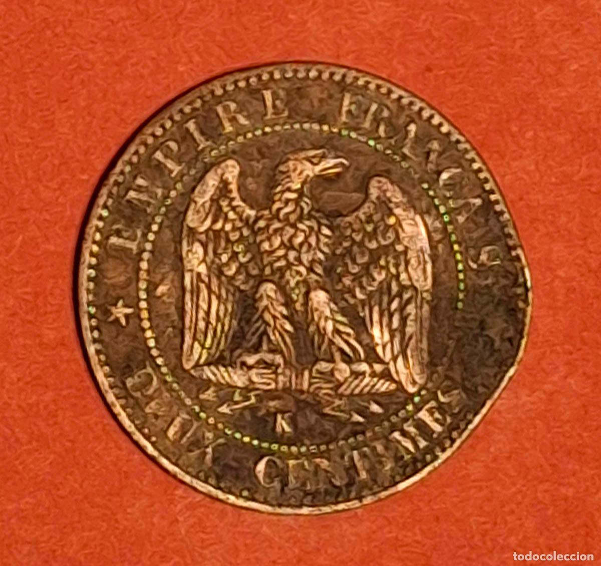 Monedas antiguas de Europa: 2 centimos Empire francais Imperio Frances, Napole&oacute;n III 1862