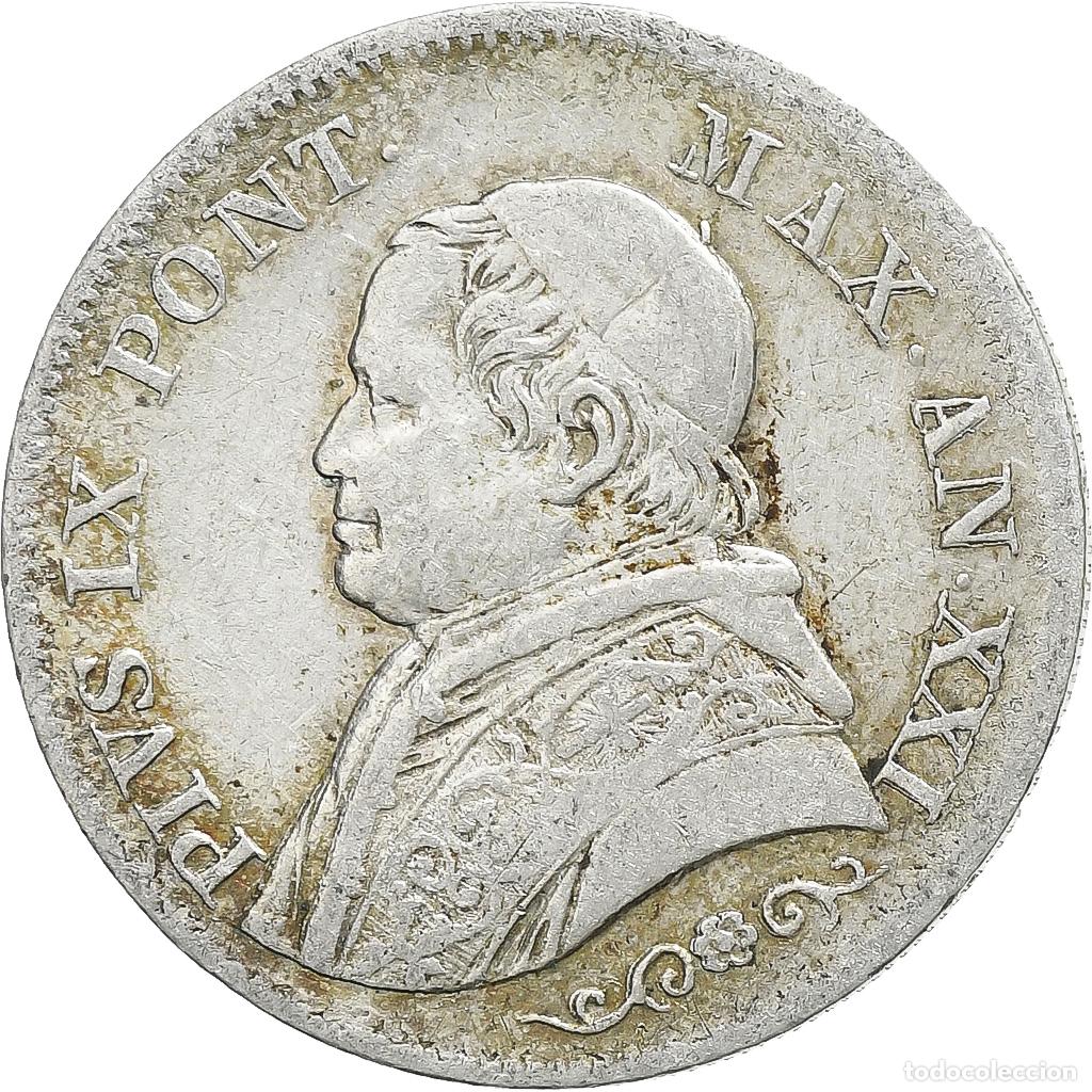 Monedas antiguas de Europa: [#1116158] Estados italianos, PAPAL STATES, Pius IX, Lira, 1866, Rome, Plata, BC+