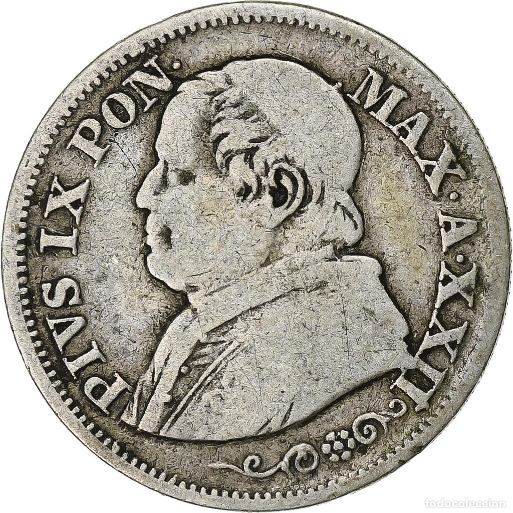 Old Coins of Europe: [#1116278] ITALIAN STATES, PAPAL STATES, Pius IX, 10 Soldi, 1868 XXIII, Rome, VF(30-35)