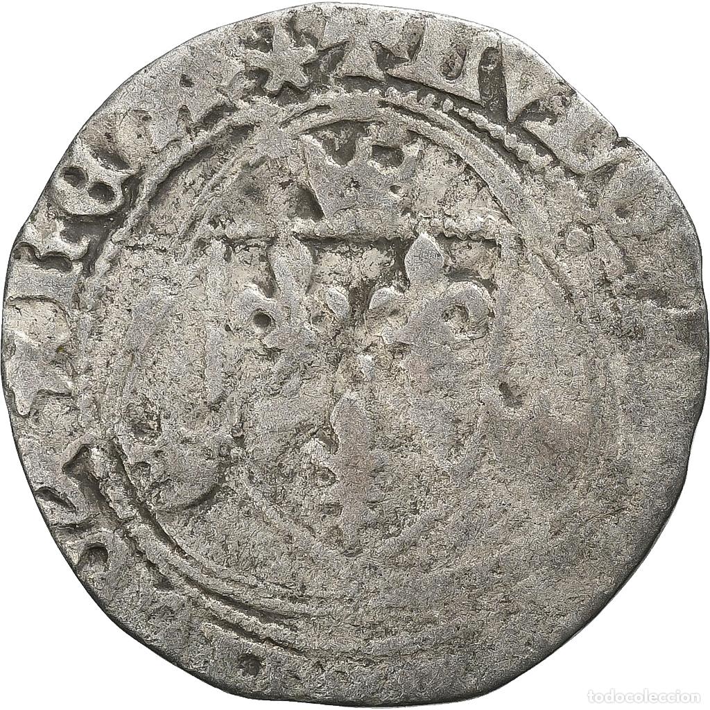 Moedas antigas da Europa: [#135969] Francia, Louis XI, Blanc &agrave; la couronne, 1461-1483, Montpellier, Vell&oacute;n, BC+