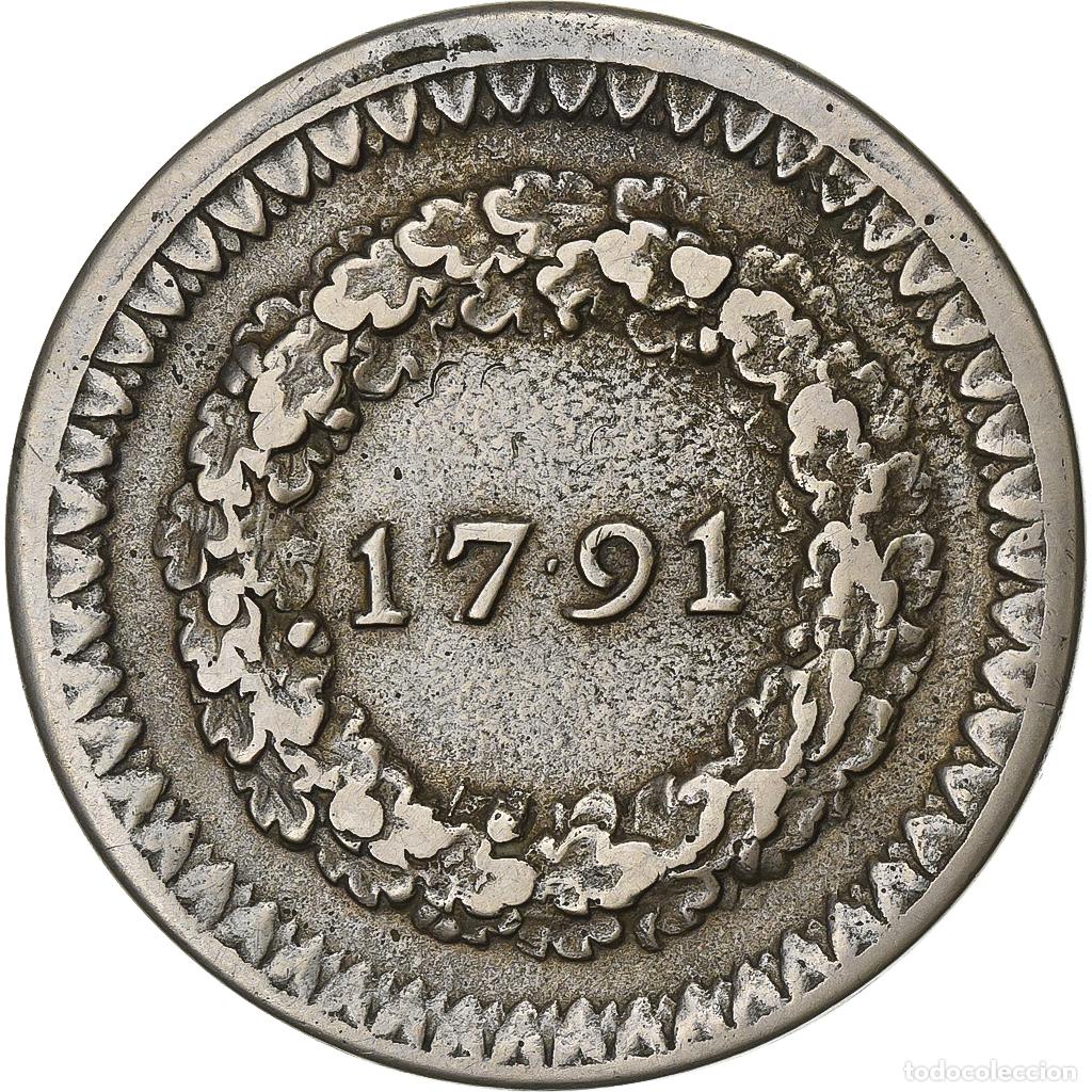 Monete antiche di Europa: [#1506976] Francia, Dizain de l'abb&eacute; Rochon, 1791, M&eacute;tal de cloche, BC+