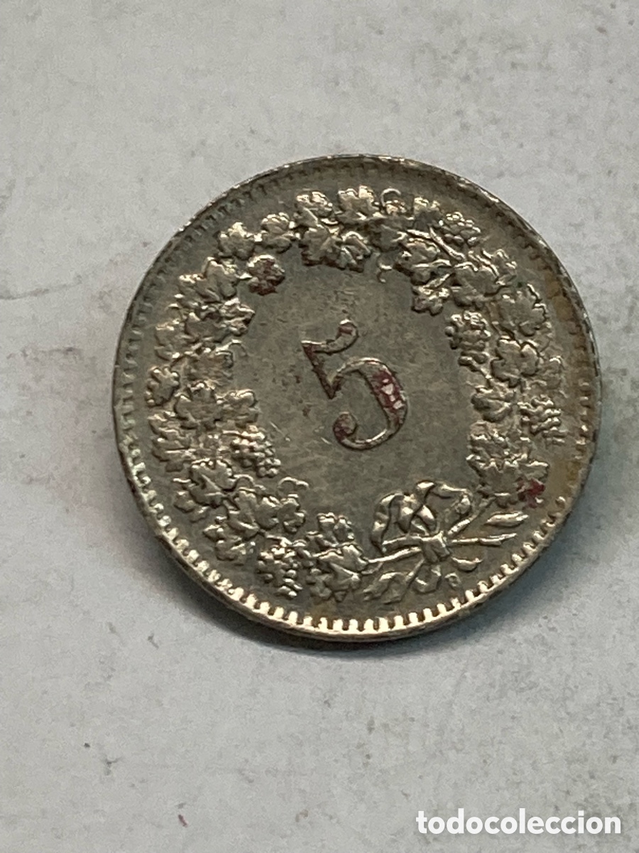 Moedas antigas da Europa: Moneda 5 rapeen 1962 Suiza J67