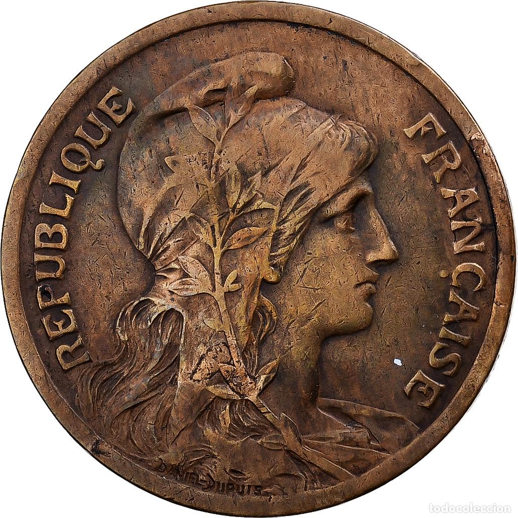Monete antiche di Europa: [#197836] Francia, 10 Centimes, Dupuis, 1915, Paris, Bronce, BC+, Gadoury:277, KM:843