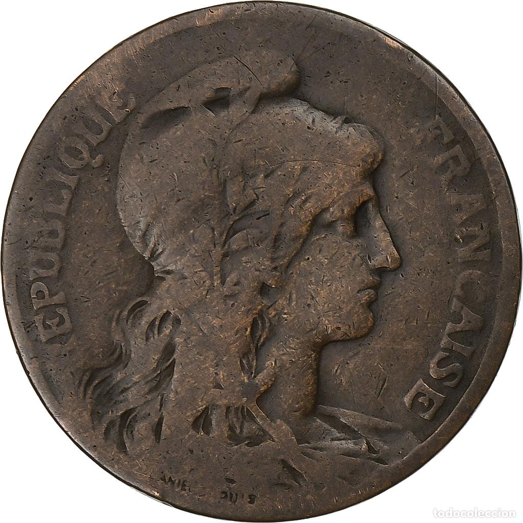 Monete antiche di Europa: [#197907] Francia, 5 Centimes, Dupuis, 900, Paris, Bronce, BC+, Gadoury:165, KM:842