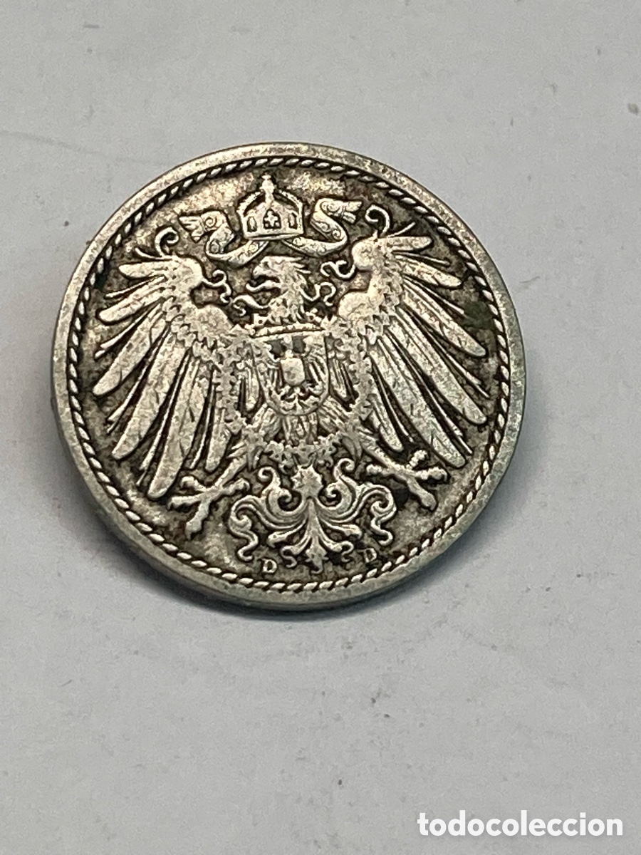 Moedas antigas da Europa: Moneda 5 pfenning Alemania 1910 /L67
