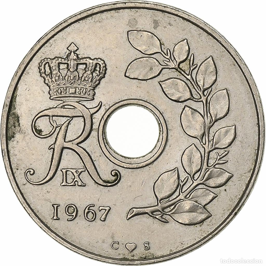 Moedas antigas da Europa: [#197935] Dinamarca, Frederik IX, 25 &Ouml;re, 1967, Copenhagen, Cobre - n&iacute;quel, MBC
