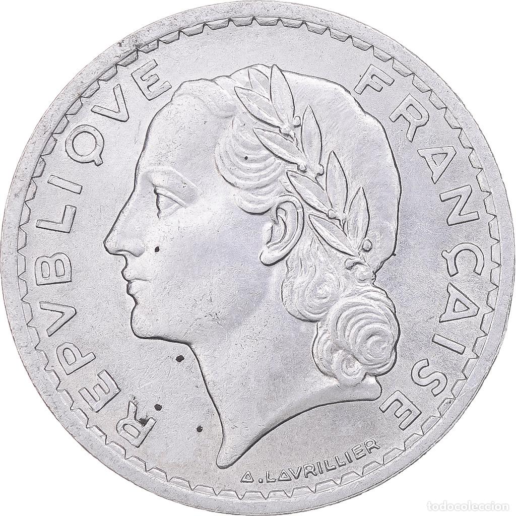 Moedas antigas da Europa: [#1182517] Moneda, Francia, Lavrillier, 5 Francs, 1947, Paris, SC, Aluminio, KM:888b.1