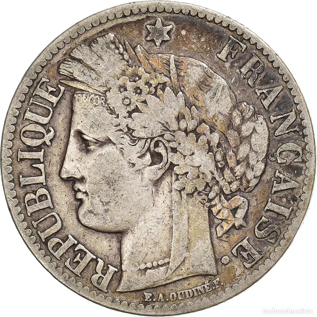 Moedas antigas da Europa: [#1121094] Francia, C&eacute;r&egrave;s, 2 Francs, 1888, Paris, BC+, Plata, KM:817.1, Gadoury:530a