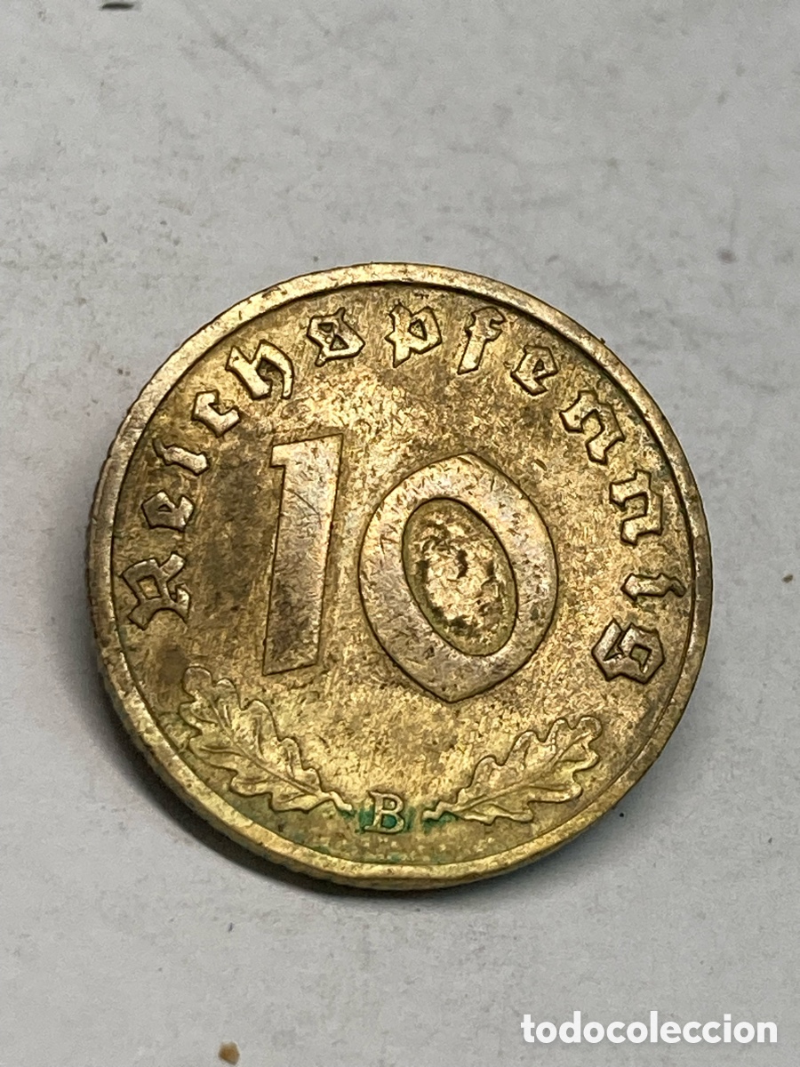 Moedas antigas da Europa: Moneda 10 Pfenning 1939 Alemania M50
