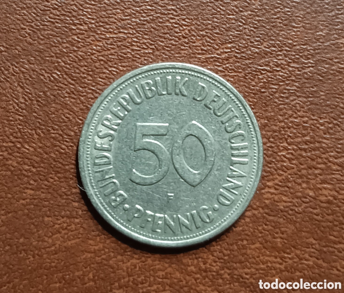 Moedas antigas da Europa: 50 PFENNIG 1950- CECA F - ALEMANIA
