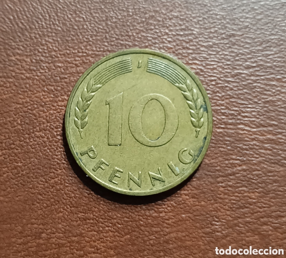 Moedas antigas da Europa: 10 PFENNIG 1950- CECA J- ALEMANIA