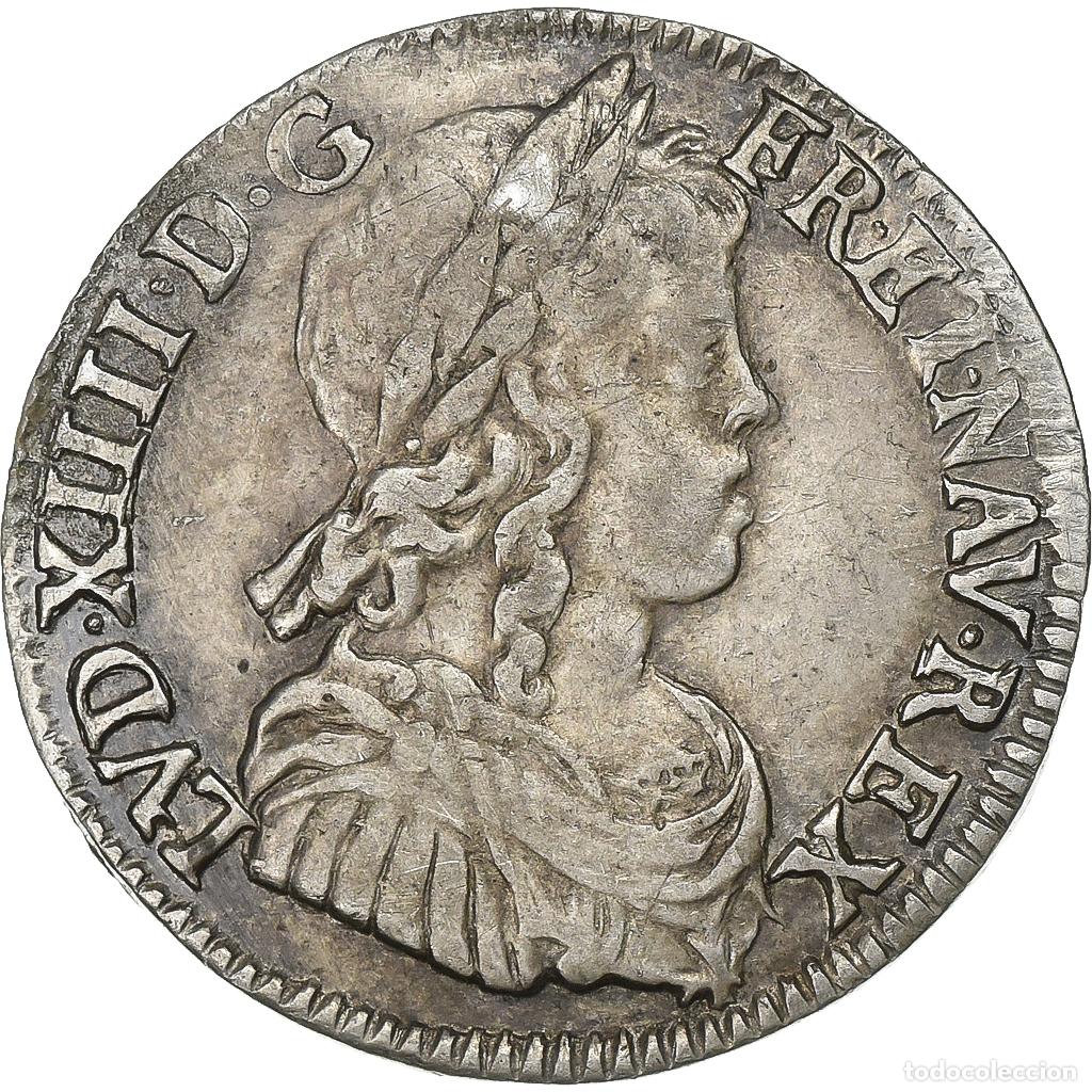 Monedas antiguas de Europa: [#637907] Francia, Louis XIV, 1/4 &Eacute;cu &agrave; la m&egrave;che longue, 1651, Bayonne, Plata, MBC