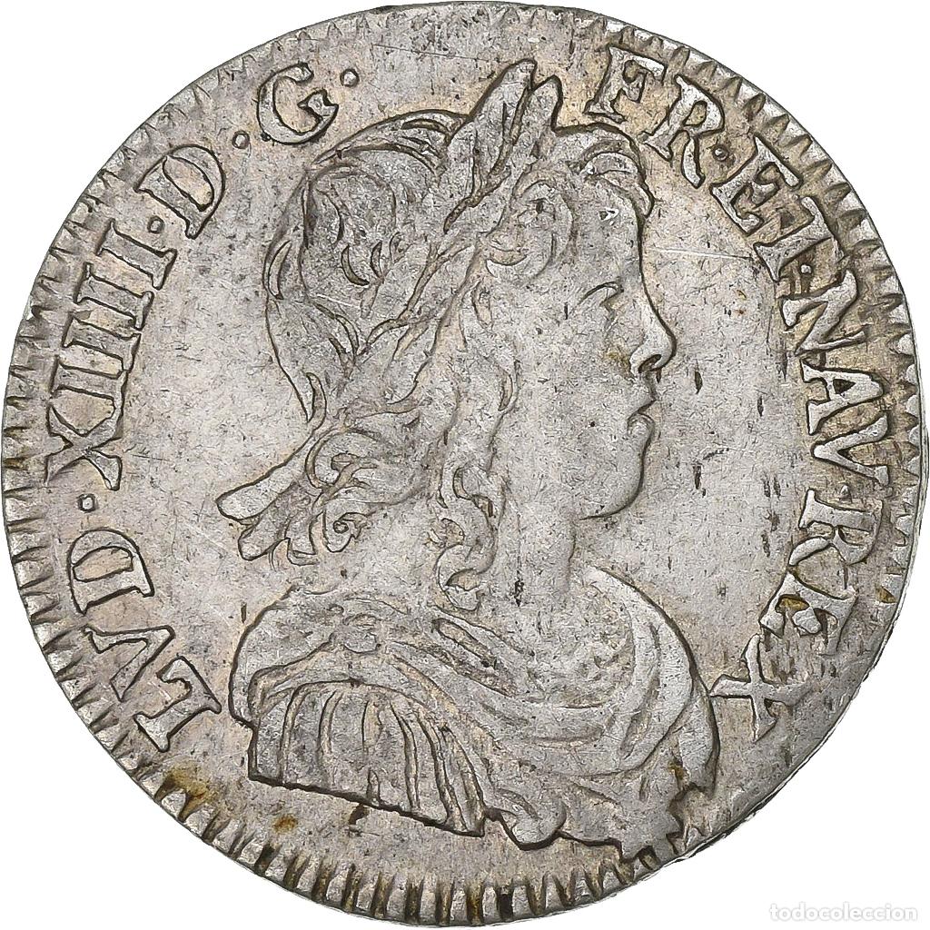 Moedas antigas da Europa: [#637909] Francia, Louis XV, 1/12 Ecu &agrave; la m&egrave;che longue, 1650, Bordeaux, Plata, MBC