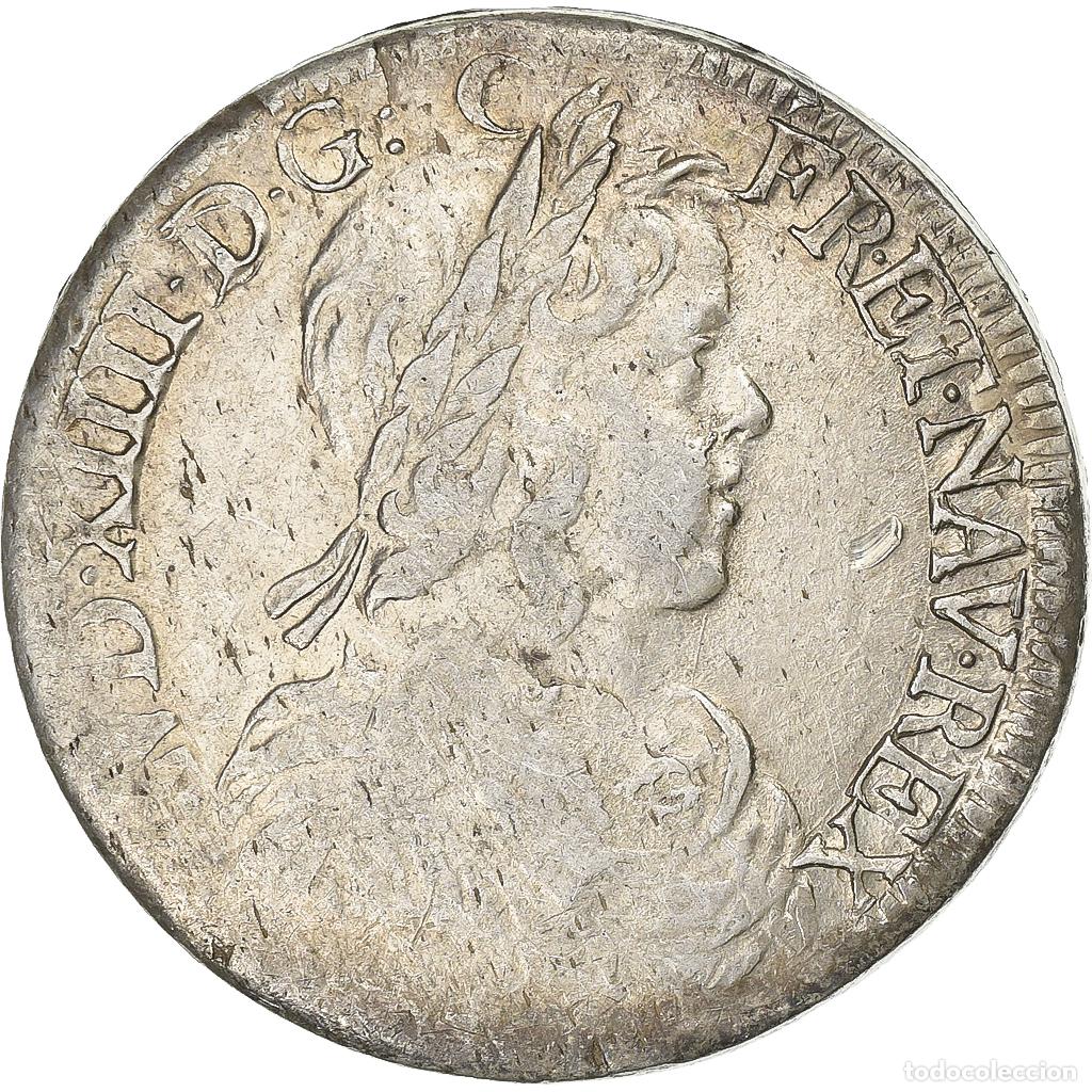 Monete antiche di Europa: [#637913] Francia, Louis XIV, 1/2 &Eacute;cu &agrave; la m&egrave;che longue, Rennes, Plata, BC+