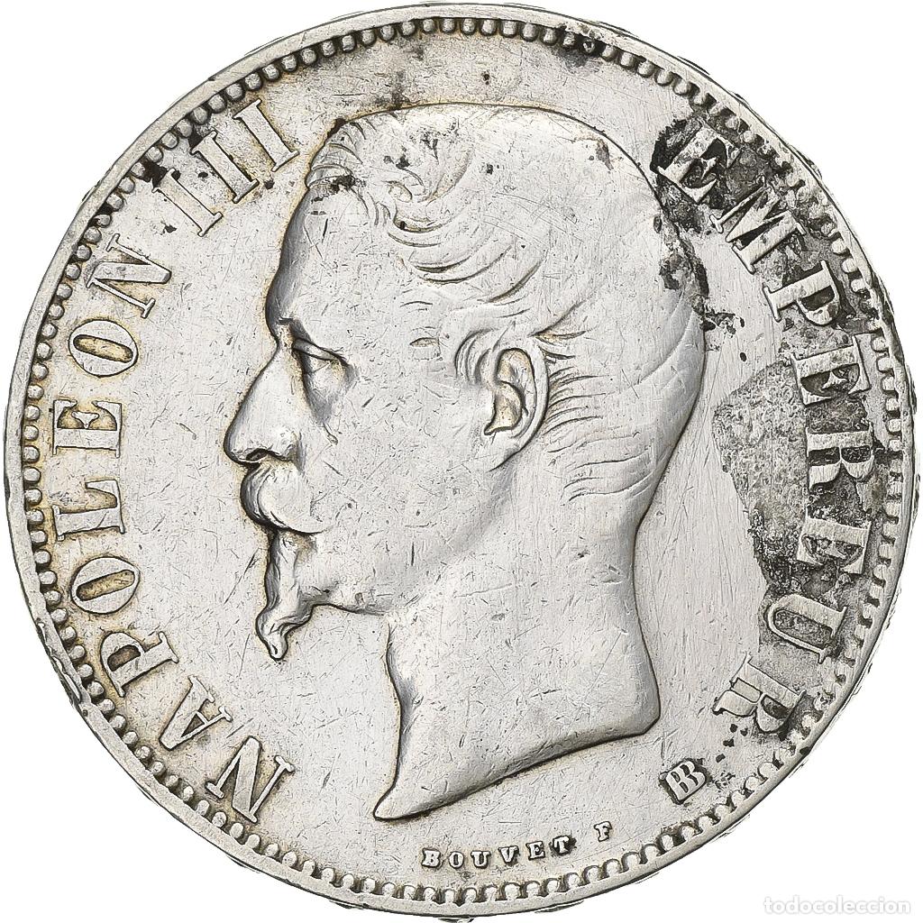 Moedas antigas da Europa: [#1116857] Francia, Napoleon III, 5 Francs, Napol&eacute;on III, 1856, Strasbourg, Plata, BC+