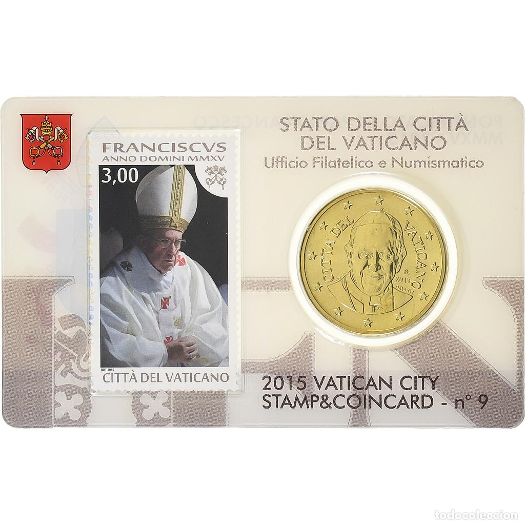 Monete antiche di Europa: [#1506485] Vaticano, Francis, 50 Euro Cent, Stamp and coin card.n&deg;9, 2015, Rome, Nordic