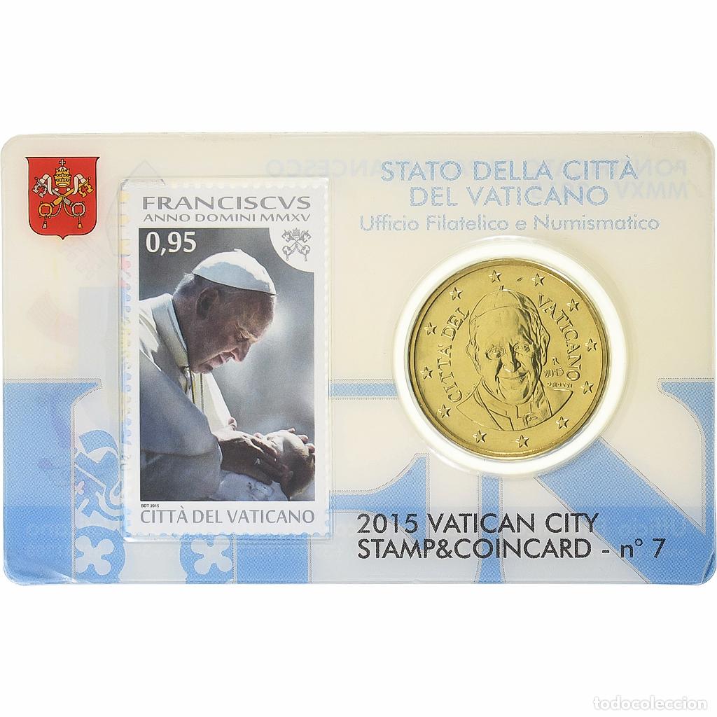 Monete antiche di Europa: [#1506487] Vaticano, Francis, 50 Euro Cent, Stamp and coin card.n&deg;7, 2015, Rome, Nordic