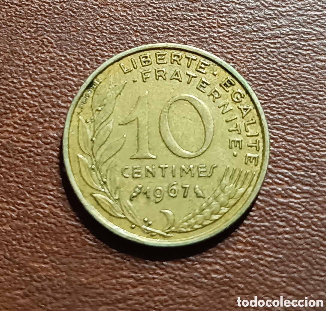Monedas antiguas de Europa: 10 C&Eacute;NTIMOS 1967 FRANCIA - Foto 1